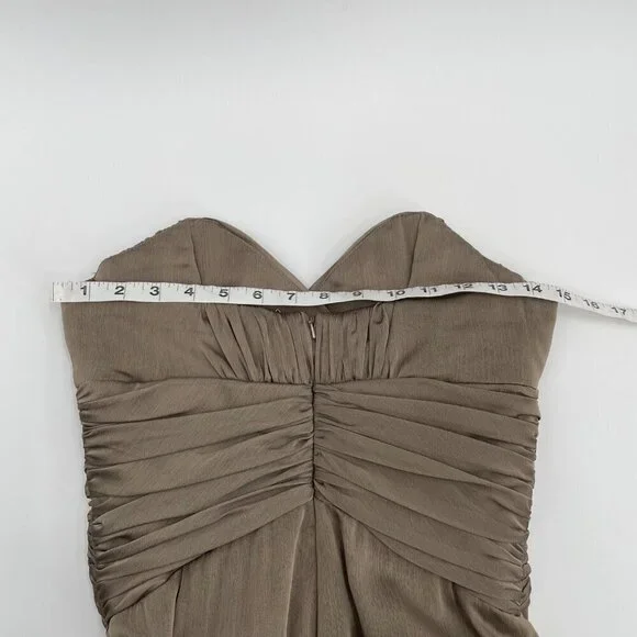 Alvina Valenta Taupe Sweetheart Neck Prom Chiffon Bridesmaid Dress Womens Size 6 - Picture 6 of 11